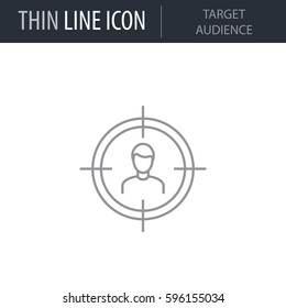 Symbol of Target Audience. Thin line Icon of Seo And Web Optimization. Stroke Pictogram Graphic for Web Design. Quality Outline Vector Symbol Concept. Premium Mono Linear Beautiful Plain Laconic