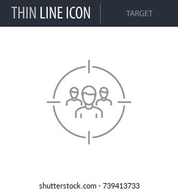 Symbol of Target. Thin line Icon of Seo Elements. Stroke Pictogram Graphic for Web Design. Quality Outline Vector Symbol Concept. Premium Mono Linear Beautiful Plain Laconic Logo