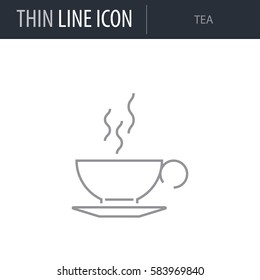 Symbol of Tea. Thin line Icon of Beverage. Stroke Pictogram Graphic for Web Design. Quality Outline Vector Symbol Concept. Premium Mono Linear Beautiful Plain Laconic Logo