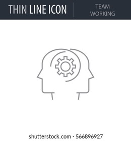 Symbol of Team Working. Thin line Icon of Icons Of Human Features. Stroke Pictogram Graphic for Web Design. Quality Outline Vector Symbol Concept. Premium Mono Linear Beautiful Plain Laconic Logo