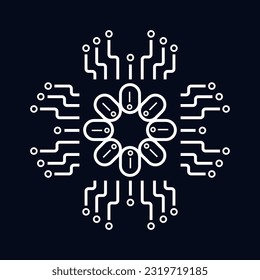 The symbol of technology AI icon, circute symbol for AI concept vector, illustration design. an artificial intelligent icon template design