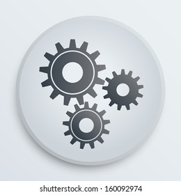 The symbol of technology gears on a white icon. Flat simple design. Vector illustration, EPS10.