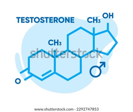 Symbol of testosterone. Skeletal formula logo. Molecular chemical formula of sex hormone. Male sex hormone. Vector illustration.