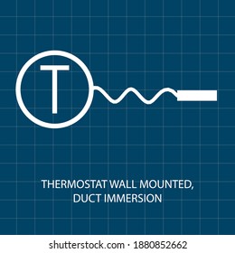 Symbol of  Thermostat Wall Mounted Vector illustration of Electrical System Control
