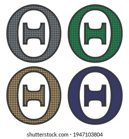 Symbol Theta With Knitted Pattern. Greek Letter Theta Vector Illustration

