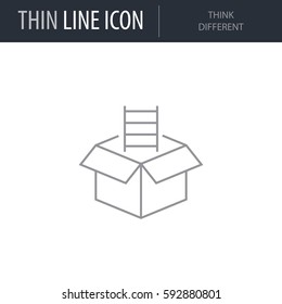 Symbol of Think Different. Thin line Icon of Symbols And Metaphors. Stroke Pictogram Graphic for Web Design. Quality Outline Vector Symbol Concept. Premium Mono Linear Beautiful Plain Laconic Logo