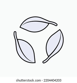 Symbol Three Leaf Circular. Eco Green Icon -  Vector.