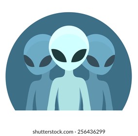 Symbol of three mysterious aliens isolated on white.