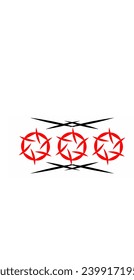 Symbol of three red circles with black lines.