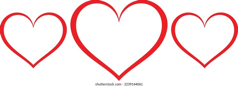 symbol of three red hearts of different sizes