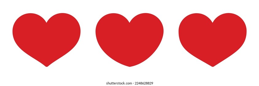 symbol of three red hearts of different shapes