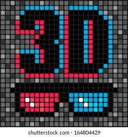 Symbol of three-dimensional cinema on dark pixel background