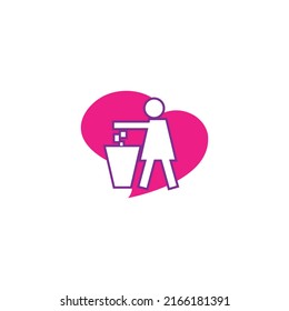 Symbol to throw garbage into the trash on white background