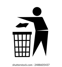 symbol for throwing rubbish in its place with a simple design. symbol for keeping clean