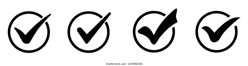symbol of tick correct right black and white isolated editable vector