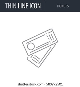 Symbol of Tickets. Thin line Icon of Airline. Stroke Pictogram Graphic for Web Design. Quality Outline Vector Symbol Concept. Premium Mono Linear Beautiful Plain Laconic Logo