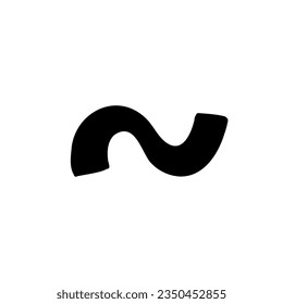 Symbol tilde bold font in doodle hand drawn style isolated on white background. For logo, presentation, branding, education, font, signboard, lettering.