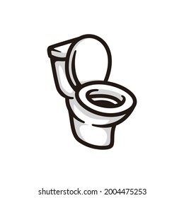 symbol of a toilet seat, in black line art style and shadow details.