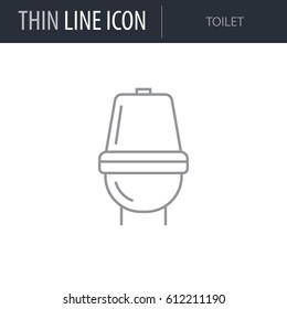 Symbol of Toilet. Thin line Icon of Inear Household Elements. Stroke Pictogram Graphic for Web Design. Quality Outline Vector Symbol Concept. Premium Mono Linear Beautiful Plain Laconic