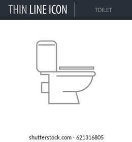 Symbol of Toilet. Thin line Icon of Inear Household Elements. Stroke Pictogram Graphic for Web Design. Quality Outline Vector Symbol Concept. Premium Mono Linear Beautiful Plain Laconic Logo