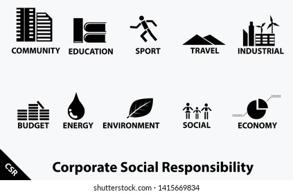 Symbol tool for Corporate Social Responsibility related applications. Black icon on white Background.