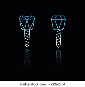 The symbol of tooth restoration. A dental implant. Stylized polygonal icons