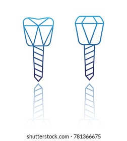 The symbol of tooth restoration. A dental implant. Stylized polygonal icons