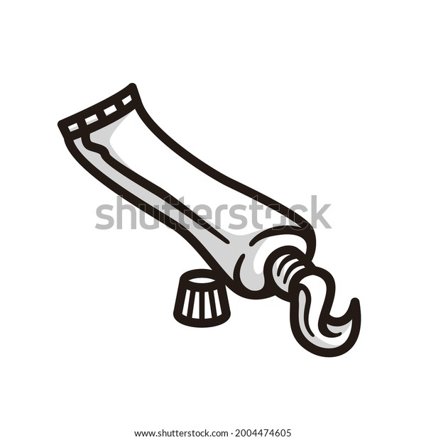 Symbol Toothpaste Dispensing Contents Black Line Stock Vector (Royalty