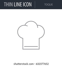 Symbol of Toque. Thin line Icon of Kitchen. Stroke Pictogram Graphic for Web Design. Quality Outline Vector Symbol Concept. Premium Mono Linear Beautiful Plain Laconic Logo