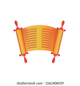 Symbol of the torah parchment of the Hanukkah festival. Beautiful golden icon. Editable vector.