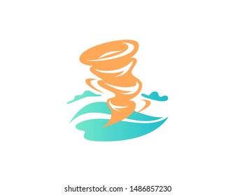 Symbol of tornado with landscape for logo, sign, or icon. logo vector template