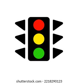 Símbolo de la señal del semáforo. El signo es precaución, usar el control de la conducción de vehículos en la carretera.