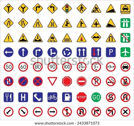 symbol traffic sign vector set icon illustration