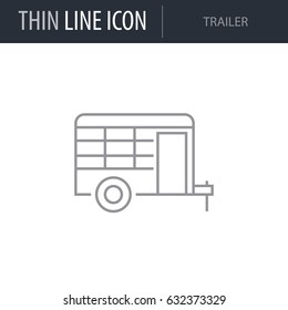 Symbol of Trailer. Thin line Icon of Farming. Stroke Pictogram Graphic for Web Design. Quality Outline Vector Symbol Concept. Premium Mono Linear Beautiful Plain Laconic Logo