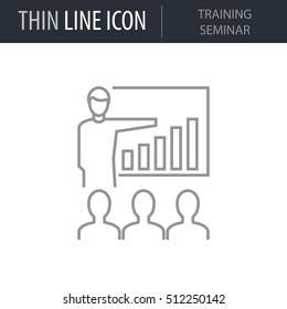 Symbol of Training Seminar Thin line Icon of Corporate Managemen. Stroke Pictogram Graphic for Web Design. Quality Outline Vector Symbol Concept. Premium Mono Linear Beautiful Plain Laconic Logo