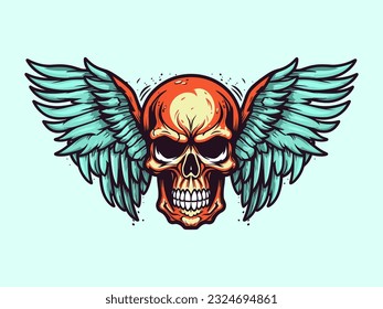 A symbol of transformation and strength a hand-drawn logo design capturing the essence of a skull and wings in perfect harmony