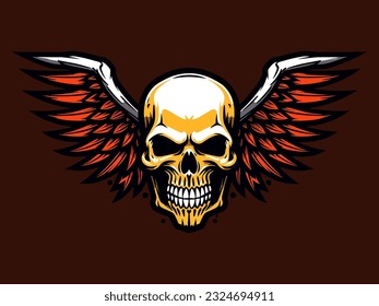 A symbol of transformation and strength a hand-drawn logo design capturing the essence of a skull and wings in perfect harmony