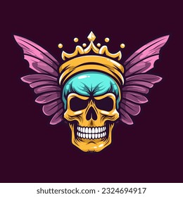 A symbol of transformation and strength a hand-drawn logo design capturing the essence of a skull and wings in perfect harmony
