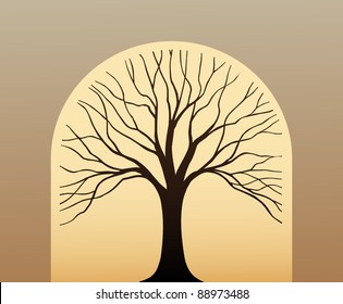 Symbol tree in the form silhouette against leaf