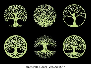 The symbol of the tree of life in a circle on a dark background