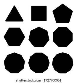 Symbol triangle, rectangle, pentagon, hexagon, hexagon, octagon. Design template vector