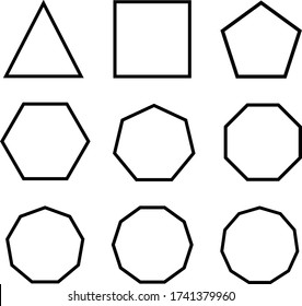 symbol triangle, rectangle, pentagon, hexagon, hexagon, octagon. hexagon icon polygon shapes. 