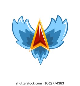Symbol of trophy, emblem with wings vector Illustration on a white background