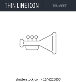 Symbol of Trumpet. Thin line Icon of Saint Patrick Day. Stroke Pictogram Graphic for Web Design. Quality Outline Vector Symbol Concept. Premium Mono Linear Beautiful Plain Laconic Logo