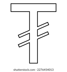 Symbol Tugrik Mongolia currency MNT money contour outline line icon black color vector illustration image thin flat style