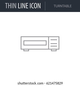 Symbol of Turntable. Thin line Icon of Inear Household Elements. Stroke Pictogram Graphic for Web Design. Quality Outline Vector Symbol Concept. Premium Mono Linear Beautiful Plain Laconic Logo