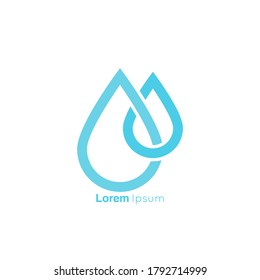 Symbol of two intersecting drops of water. Abstract vector logo design template.