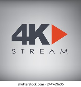 Symbol Of Ultra HD Streaming Or Playing Video Online Content For Screens And Tvs With 4k Resolution. Eps10 Vector Illustration.