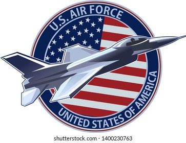 The symbol of the United States Air Force with the US flag