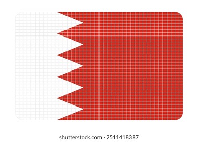 Ein Symbol der Einheit und des Erbes. Die Flagge Bahrains zeichnet sich durch ein auffälliges Design mit einem roten Feld und einem weißen gezackten Streifen auf der Aufzugsseite aus, der fünf weiße Dreiecke umfasst. Dieses markante Design
